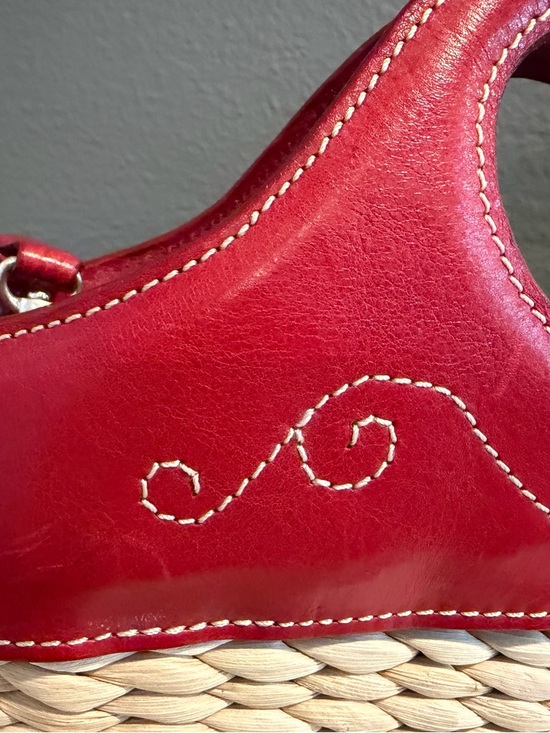 Brighton Woven Straw Tote Purse Red Leather Heart Handle opt. shoulder strap - Picture 7 of 16